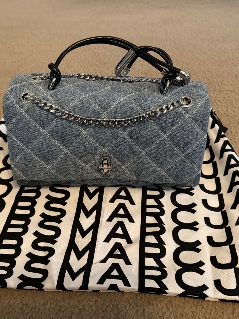 Marc Jacobs Quilted Denim Dual Convertible Shoulder Bag